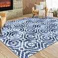 thumbnail image 3 of CAROMIO Area Rug Moroccan Geometric Area Rug Soft Indoor Floor Carpet Vintage Trellis Distressed Floor Cover, 5' x 7' Blue, 3 of 7