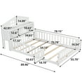 thumbnail image 2 of Kumix Floor Bed with Bookcases and Blackboards, Full Size Wood Montessori Floor Bed with Fence and Door, Solid Wood Floor Beds with Storage Headboards, Floor Beds for &, White, 2 of 6