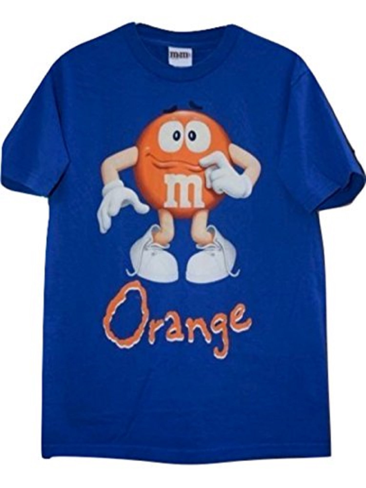 Juniors Womens M&M's Chocolate Candy Silly Character Face Orange T-Shirt Tee 