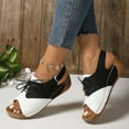 thumbnail image 6 of Viluyesy Womens Wedge Sandals, Peep Toe Color Block Lace Up Fashion Soft Sole Comfort Shoes White 9, 6 of 9