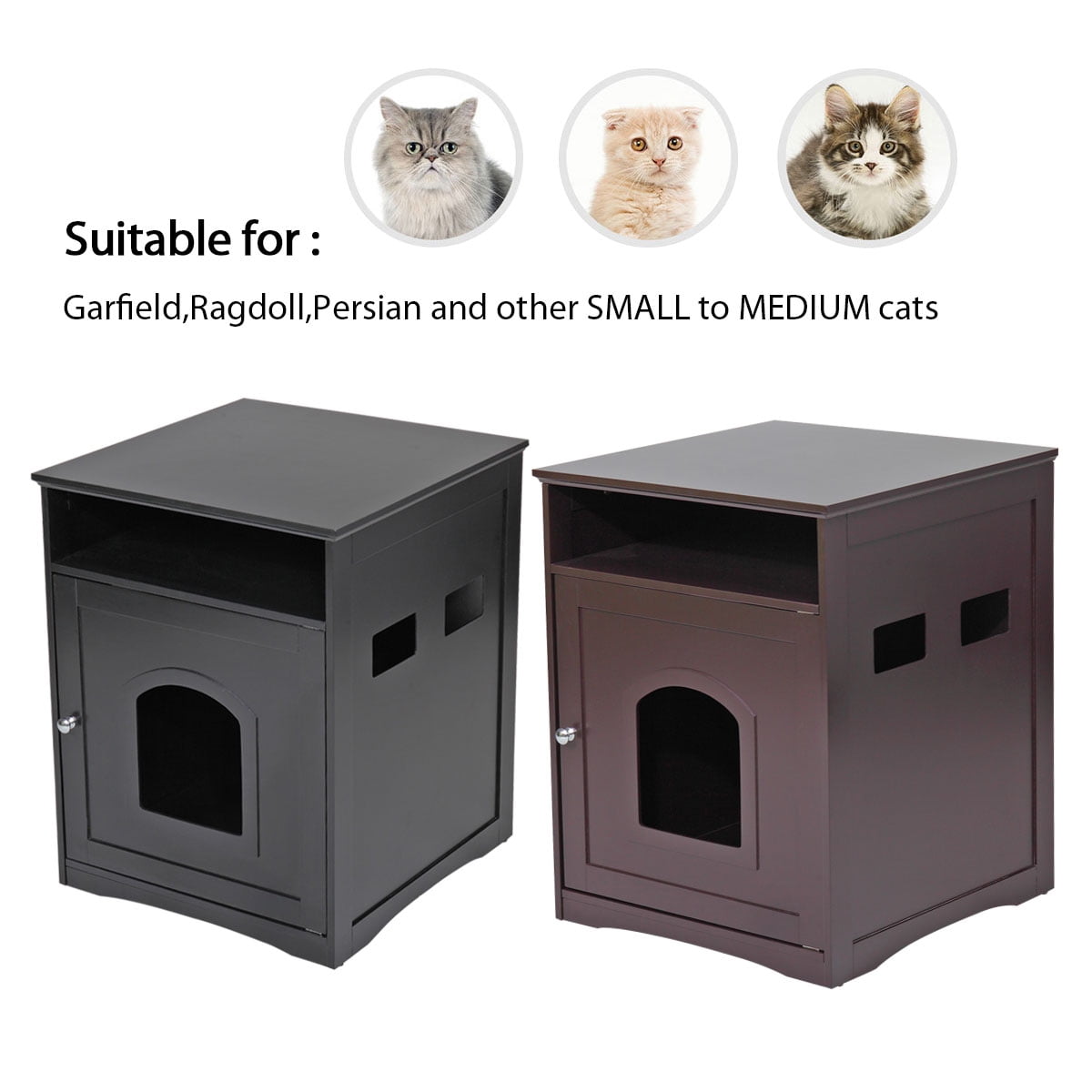Veryke Cat Houses for Indoors, Cat Shelter, Wooden Pet House Enclosure Outside Shelter Animal Cage, Hidden Toilet House, Brown Veryke Cat Houses for Indoors, Cat Shelter, Wooden Pet House Enclosure Outside Shelter Animal Cage, Hidden Toilet House, Brown