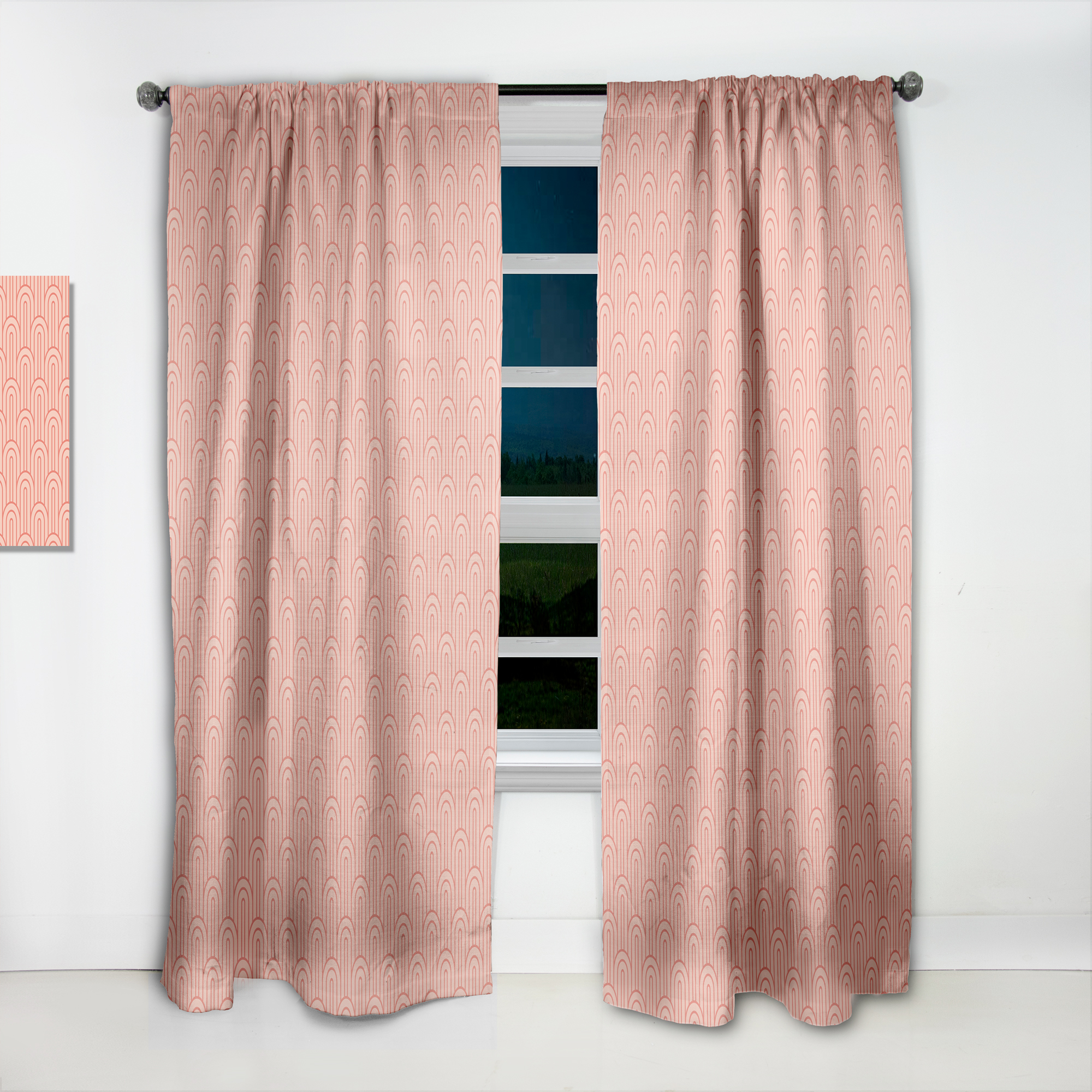 Designart 'Retro Deco Art Waves II' Mid-Century Modern Curtain Panel