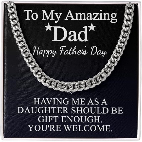 To My Dad Custom Cuban Link Chain Necklace Gift To My Dad on Father's Day, Gift From Daughter with Messege Card, Happy Fathers Day Gift Chain with Messege Card