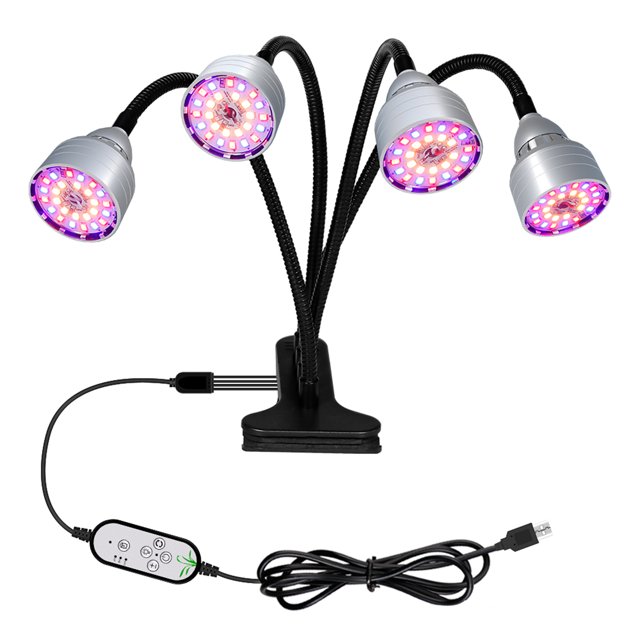 Yeacher Four H-eads USB Plant Grow Light 104 LEDs Full Spectrum Adjustable Desktop Clamp Growing
