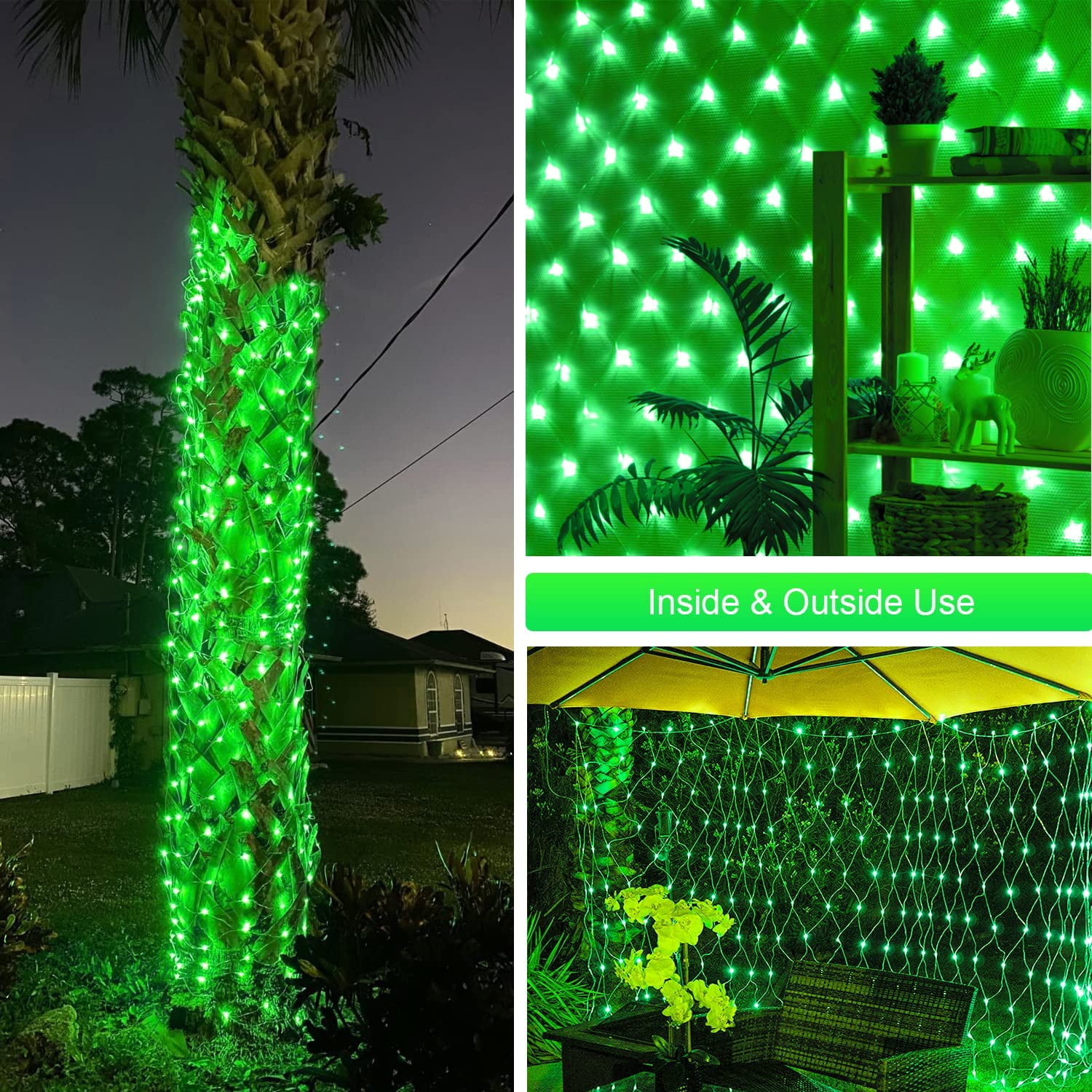 96 LED Green Net Lights, 4.9x 4.9 ft Connectable Halloween  Outdoor String Mesh Lights with 8 Lighting Modes, Waterproof Fairy Lights Plug in for Xmas Tree Holiday Party Garden Decoration