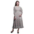 thumbnail image 1 of Bimba Floral Ladies Bishop Sleeve Round Neck Ruffle Maxi Smocked WaistDress-X-Large, 1 of 5