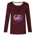 thumbnail image 4 of Styesk Chemises à Manches Longues pour Femmes Nouvel An T-shirt Décontracté Imprimé Col Rond Manches Longues, 4 of 4