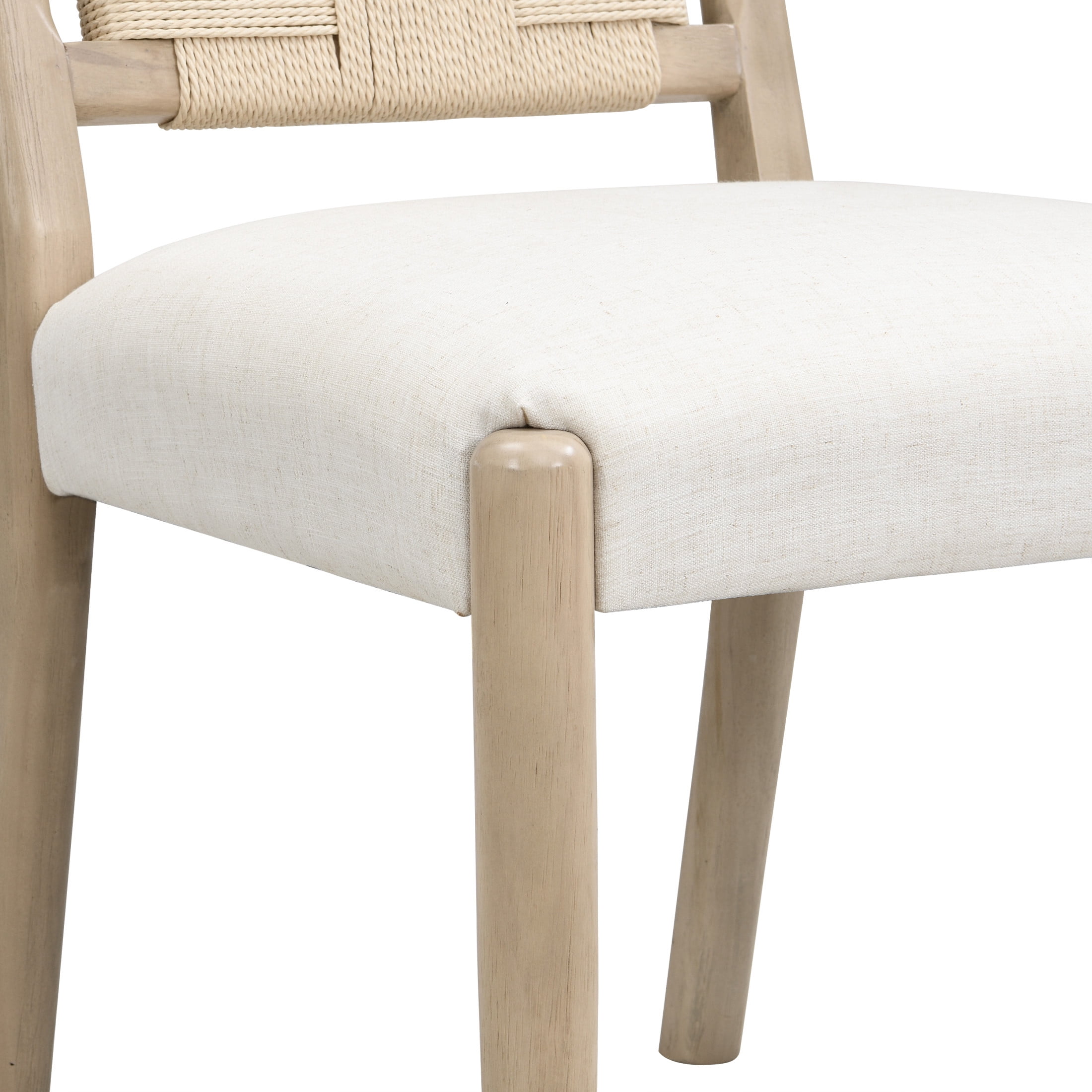 Christopher Knight Home 5-Piece Modern Dining Set, Round Table & Woven Rope Back Chairs, Light Ash