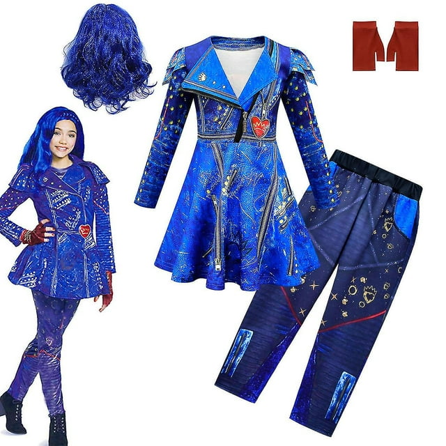 Descendientes 3 Evie Cosplay disfraces Halloween carnaval fiesta vestido pantalones peluca conjunto