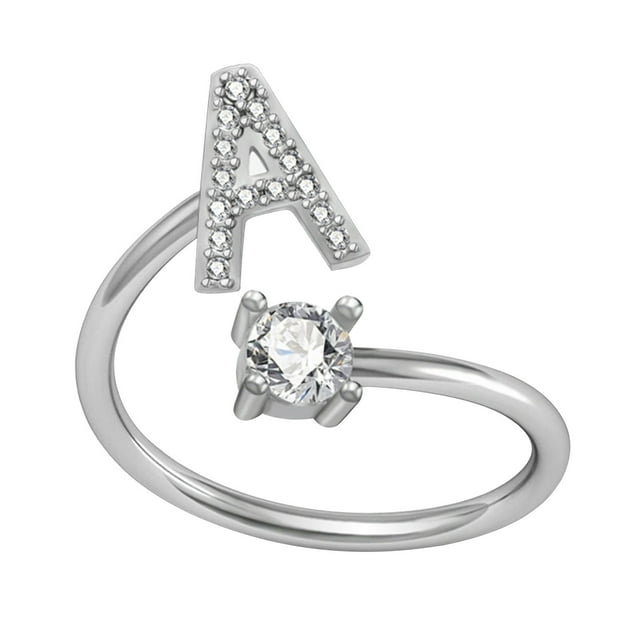 WREESH Exquisite Fashion 26 English Alphabet Style Ring Letter Fashion Copper Ring