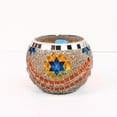thumbnail image 3 of Candelabro de vidrio con mosaico para velas de té, adorno decorativo para centro de mesa Amarillo naranja, 3 of 5