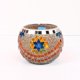 thumbnail image 3 of Portavelas de vidrio mosaico para velas de té, centro de mesa decorativo. Amarillo naranja, 3 of 5