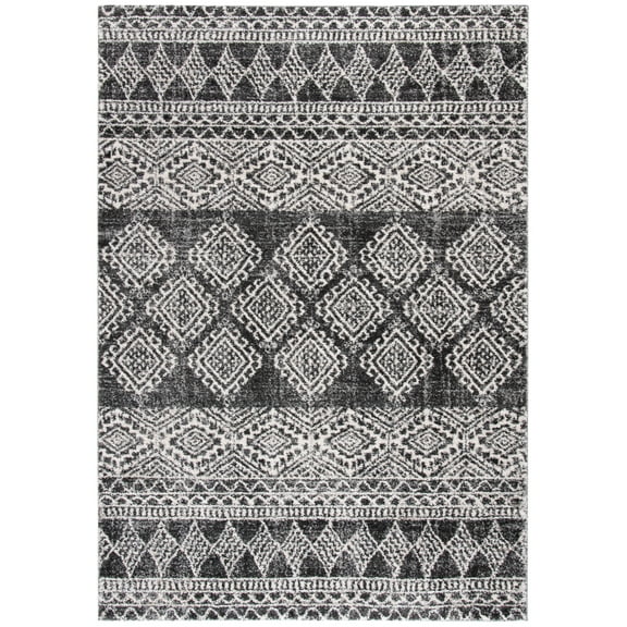SAFAVIEH Tunisia Rose Geometric Area Rug, Black/Ivory, 5'3" x 7'7"