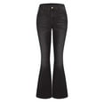 thumbnail image 2 of Jacenvly New Denim Pants for Women Long Pants Casual Solid Comfort Waist Flare Pants Mid Waist Comfort Fit Comfort Waist Plus Size Jeans Pocket Black S, 2 of 7