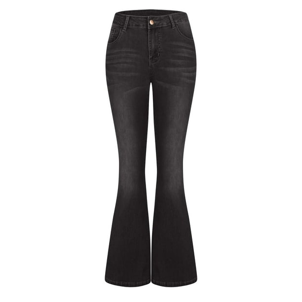 Jacenvly New Denim Pants for Women Long Pants Casual Solid Comfort