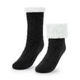 thumbnail image 2 of Luxtrada Women Men Slipper Socks with Grips Non Slip Soft Cozy Fuzzy Fleece Lined Socks for Cold Winter (Black), 2 of 8