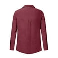 thumbnail image 5 of Inleife Plus Size Women's Long Sleeve Button Down Shirts with Classic Collar And Functional Pockets Wine XXL, 5 of 5