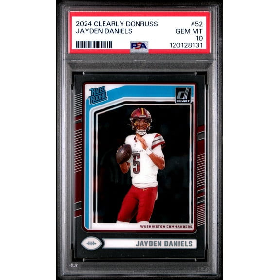Graded 2024 Panini Clearly Donruss Jayden Daniels #52 Rookie RC Football Card PSA 10 Gem Mint