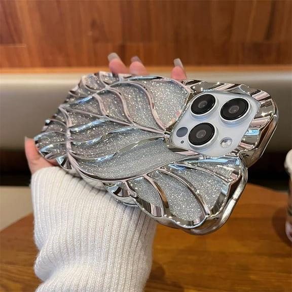 MYKOMI Compatible with iPhone 15 Pro Max Patterned Electroplated Bling Case,Cute Solid Color Curly Wave Frame,Senior Shockproof Protection for iPhone 15 Pro Max Case for Women Girls