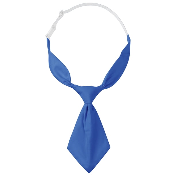 Corbatas cortas preatadas para mujeres INSPIRE CHIC de color sólido, corbata pequeña para uniforme escolar, azul real, talla única