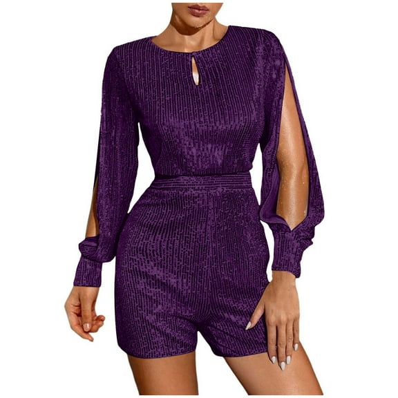 Women's Casual Long Sleeve Sequins Jumpsuit Stylish Comfortable Elegant Fashionable Outfit Versatile