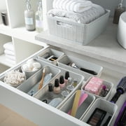 Simplify 6 Pack Multi-Sized Organizing Basket Plastic Storage Set in Grey
