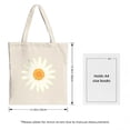 thumbnail image 3 of Natural Canvas Tote Bag with Single Daisy Design - White Petals & Yellow - Orange Center Perfect for Shopping Travel & Parties, 3 of 4