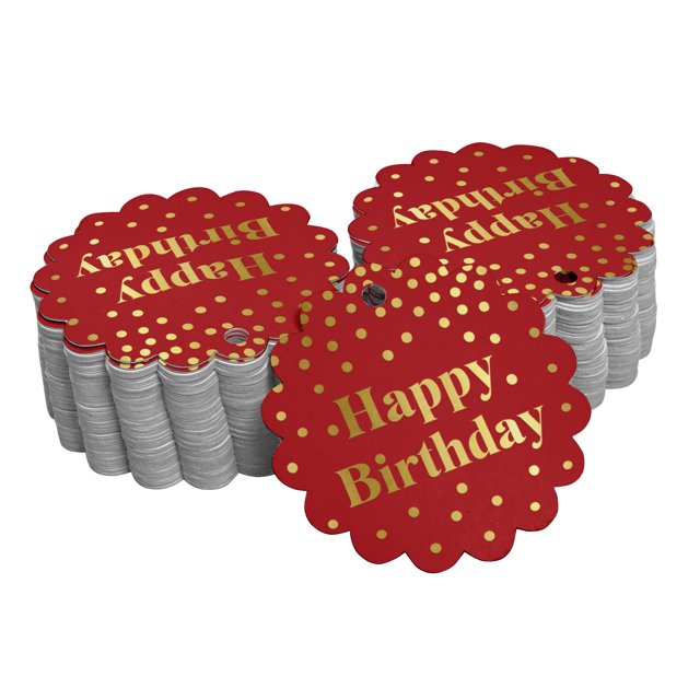 Inkdotpot 50 Pack Real Gold Foil Paper Tags Happy Birthday Favor Hang Tags