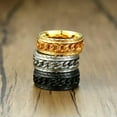 thumbnail image 3 of 8mm Cool Gold/Black/Silver Spinner Chain Bands for Men 316L Stainless Steel Ring, 3 of 9