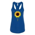 thumbnail image 2 of Sunflower Christian Faith Cross Inspirational/Christian Ladies Racerback Tank Top, Royal, Small, 2 of 3