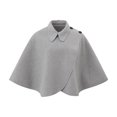 thumbnail image 2 of Fewfanhot Collared Wool Blend Cape Shawl, Button Detail Wrap Poncho for Women Daily Business Casual Wear, 2 of 5