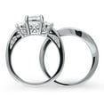 thumbnail image 4 of BERRICLE Sterling Silver 3-Stone Wedding Engagement Rings 1.5 Carat Cushion Cut Cubic Zirconia CZ Ring Set for Women, Rhodium Plated Size 8.5, 4 of 18