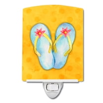 Caroline's Treasures BB8182CNL Flip Flops Yellow Polkadot Ceramic Night Light, Yellow, 6x4x3", multicolor