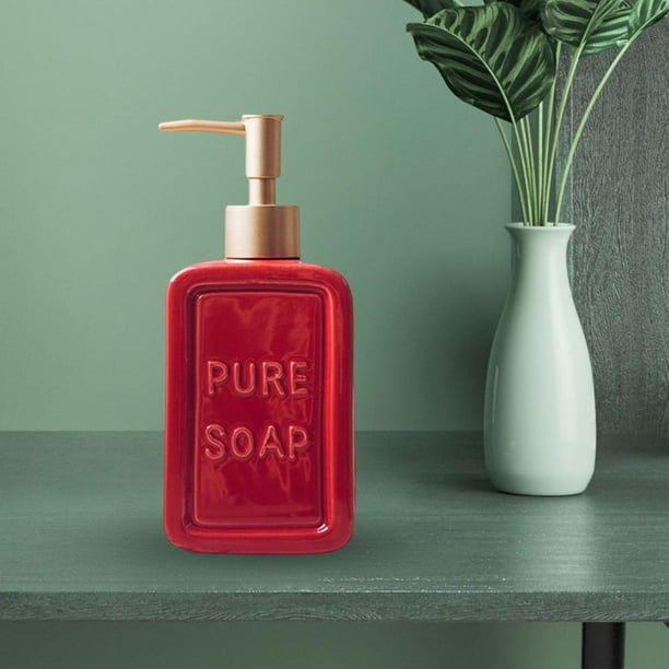 Shangren Empty Hand Soap Dispenser With Pump Durable Reusable Container Ceramic 16oz Pump Red Red 8cmx6cmx19.2cm