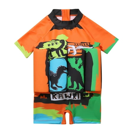 

IBTOM CASTLE Kid Toddler Boys Girls Floatation Swimsuit with Adjustable Buoyancy Float Suit One-Piece Training Aid Swimwear 2-3 Years Orange-Raptor