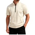 thumbnail image 2 of Short Sleeve Sweatshirts for Men Quarter Zip Mock Neck Sweatshirt Relaxed Fit Casual Pullover Tee Top with Pocket, 2 of 7