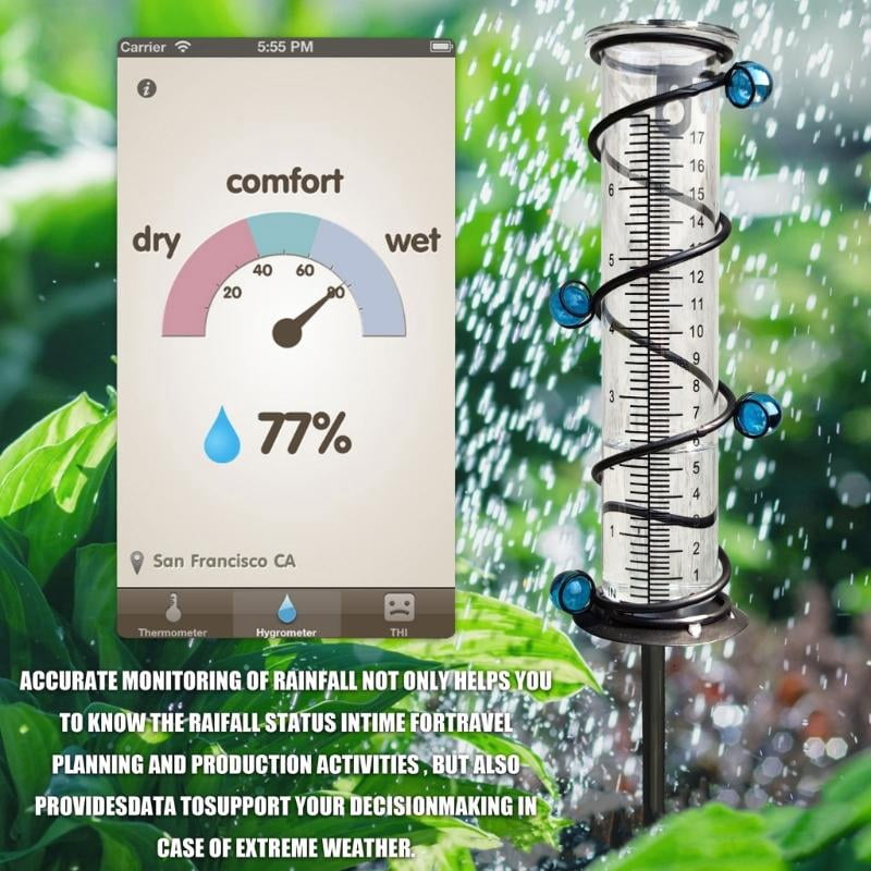 ANXPTIME Metal Frame Rain Measuring Device With Scale Marking For Patios and Backya