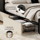 thumbnail image 5 of Base Cama Elaborada De Terciopelo Marco de Metal - Cama De 2 Cajones De Almacenamiento, Estación De Carga 1 USB, 1 Tipo C, Apariencia Lujosa, Cálida Al Tacto Ideal para Tu Hogar, 5 of 8
