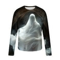 thumbnail image 4 of qelini Mens Shirts Long Sleeve T Shirts Plus Size Round Neck Basic Tee Tops for Outdoors Running Workout Fall amd Winter Ghost Print Witch Shadow Skeleton Graphic Party Multicolor L, 4 of 5