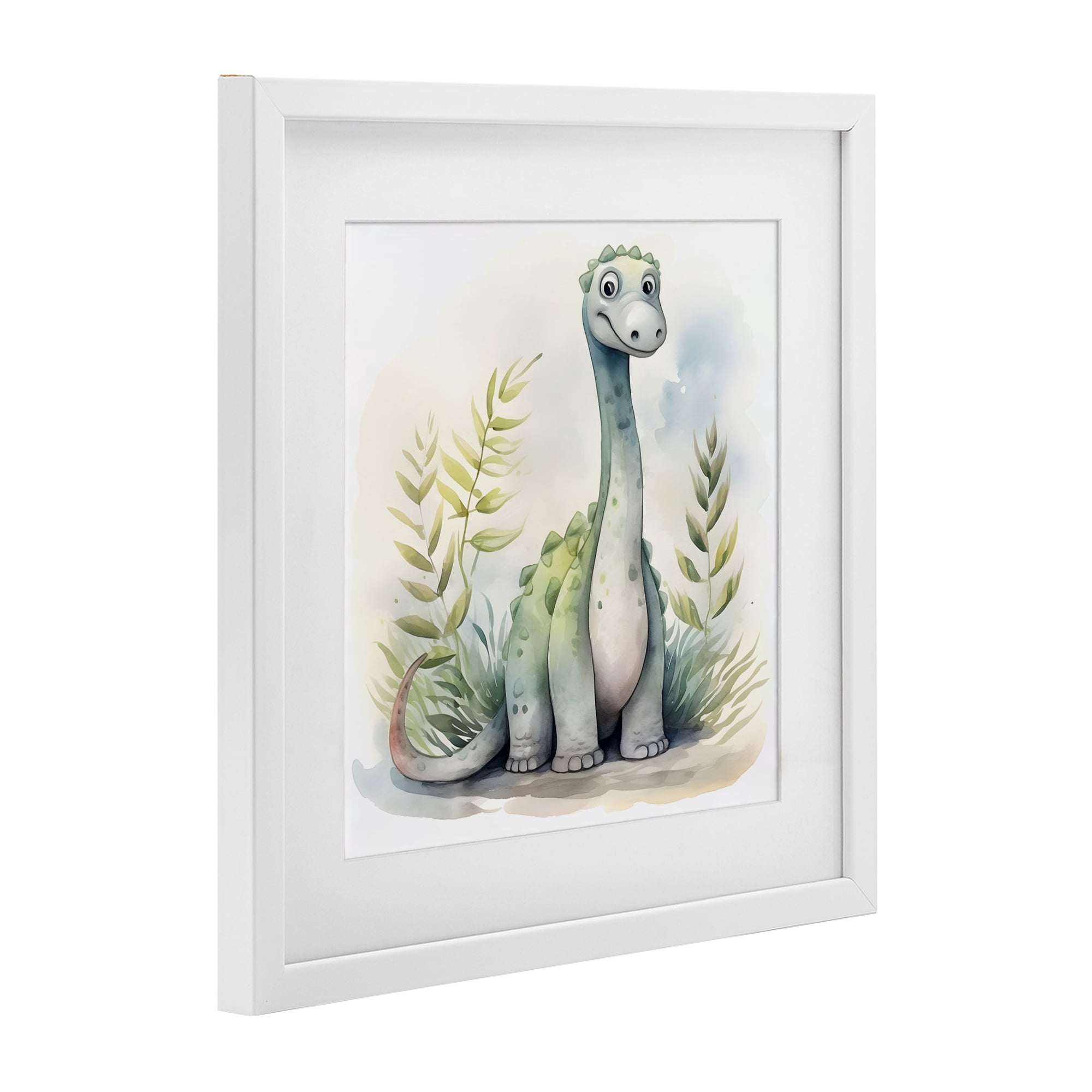 Stupell Industries Crafty Critters Dino White Framed Print Under Glass, design by Steve Hunziker
