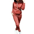 thumbnail image 1 of Gibobby Conjunto dama pants y sudadera afelpada Sudadera con capucha y pantalón de color liso para mujer Traje deportivo de chándal(B,M), 1 of 4