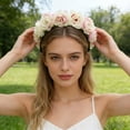 thumbnail image 6 of Women Rose Flowers Hairband, Branch Wedding Wreath Headband , Artificial Flower Floral Headpiece for Bride, Bridesmaids, Festival, and Party, Bohemian Rose for Special Occasions, 6 of 9
