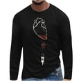 thumbnail image 2 of Lilgiuy New Valentine's Day Men's 3D Printing Long Sleeve T-shirt Fashion Casual Loose Round Neck Undercoat Top Blouses & Shirts for Party Birthday Club, 2 of 5
