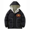 thumbnail image 4 of Odeerbi Teen Boys Girls Hooded Puffer Jacket Halloween Pumpkin Winter Coats Thermal Padded Coat Down Jacket Warm Clothes 5-16 Years Kids Long Sleeve Outerwear Heavy Coat Black, 4 of 5