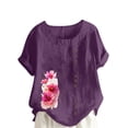 thumbnail image 1 of Camisetas de Manga Corta para las Mujeres Impreso Botón de Manga Corta Camiseta Blusa Poliéster, Ropa Casual Mirar Superior para las Mujeres, 1 of 4