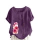 thumbnail image 1 of Camisetas de Manga Corta para las Mujeres Impreso Botón de Manga Corta Camiseta Blusa Poliéster, Ropa Casual Mirar Superior para las Mujeres, 1 of 4