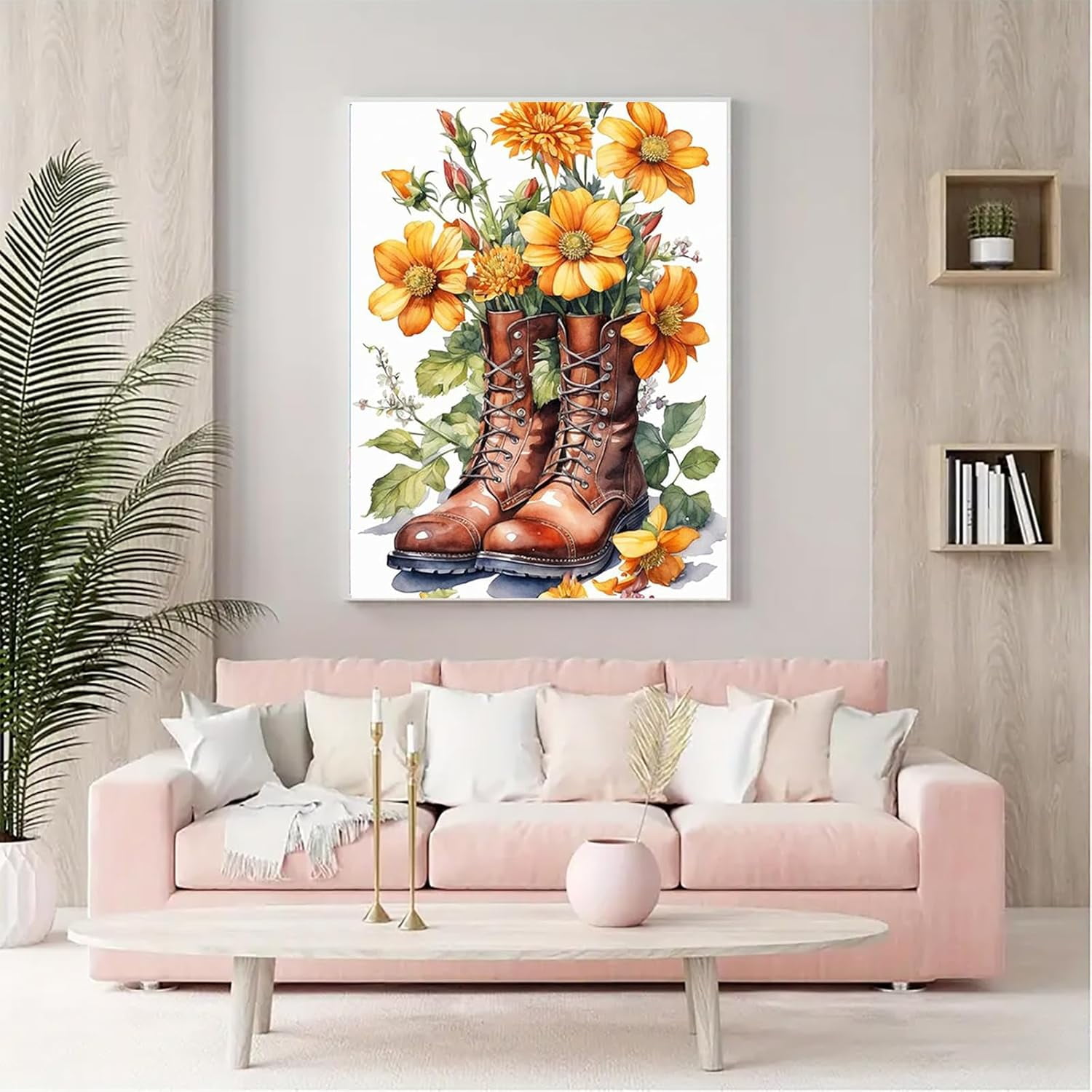 shiyou-Diamond Painting Kits for Adults, DIY Flower Boots Diamond