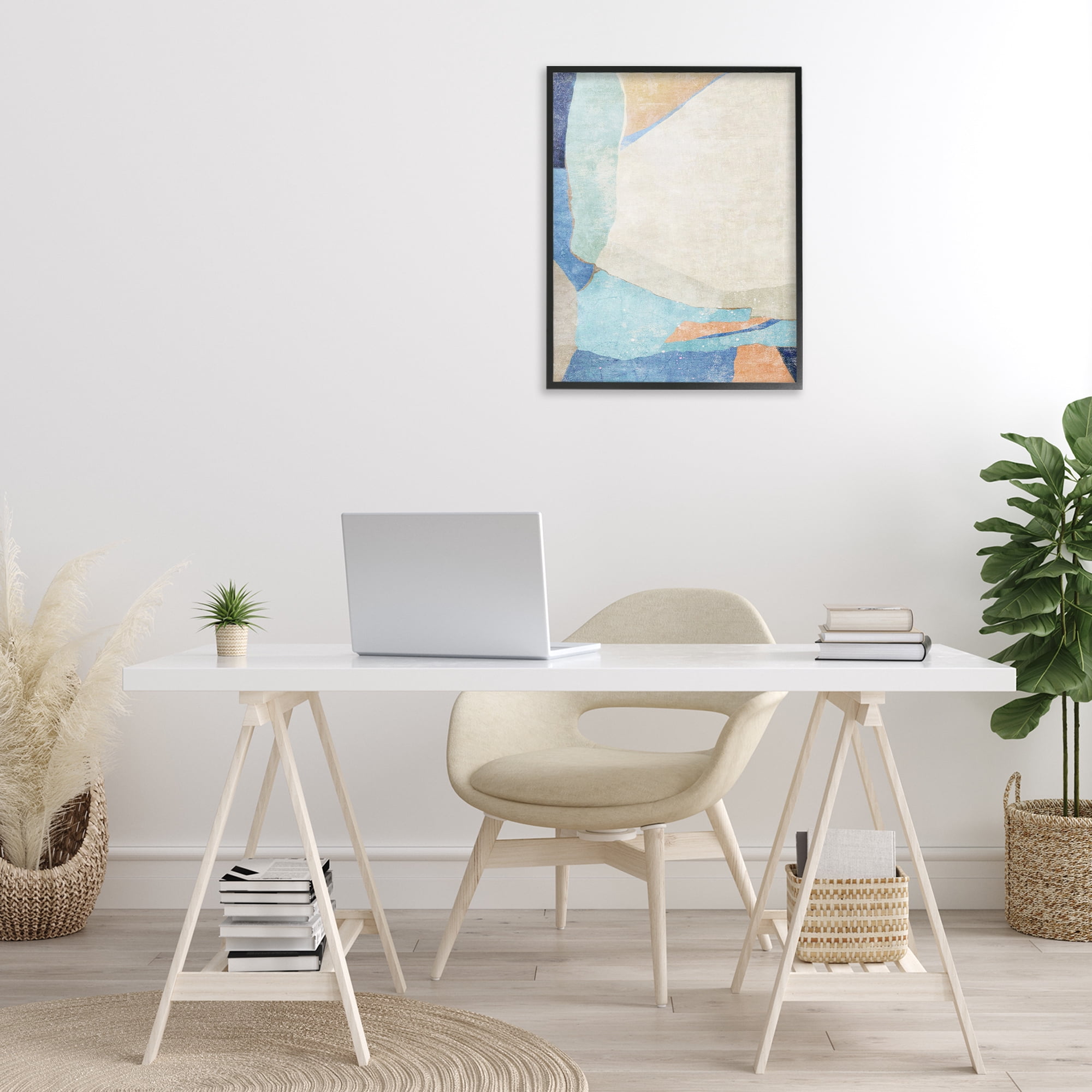Stupell Industries Geometric Rustic Shapes Abstract Painting Black Framed Art Print Wall Art, 24 x 30