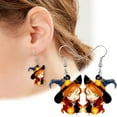 thumbnail image 2 of SUSHANG Witch Earrings Love Acrylic Halloween Witch Pumpkin Earrings Large Long Pendant Womens Girls Holiday Jewelry Gift Charms, 2 of 9
