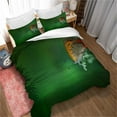 thumbnail image 1 of Ensemble de Housse de Couette 100 % Coton avec Motifs Verts - Imprimé devant et Réversible Blanc Uni - Comprend 1 Housse de Couette 2 Taies d'Oreiller - Oeko Tex, 1 of 3